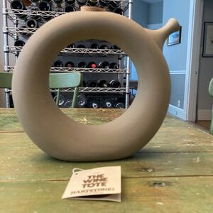 Vintage Hartstone Wine Tote Signed Pottery Mid-Century Modern Decanter